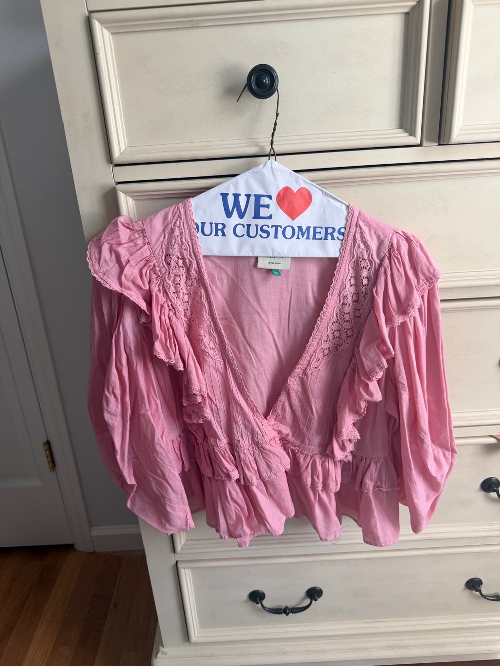 Farm Rio Pink Ruffle V-Neck Blouse